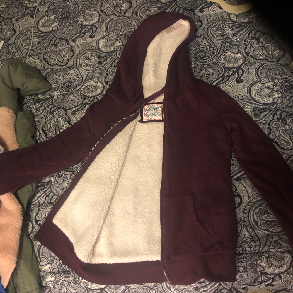 Maroon Fluffy Jacket